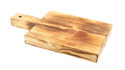 Wooden board on white background