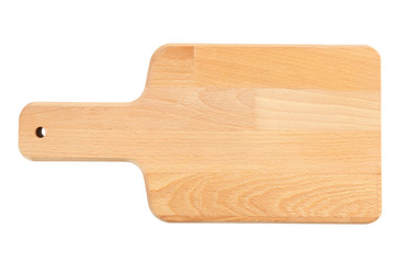 Wooden board on white background