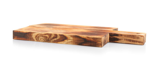 Wooden board on white background