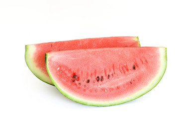 Watermelon slices on white background