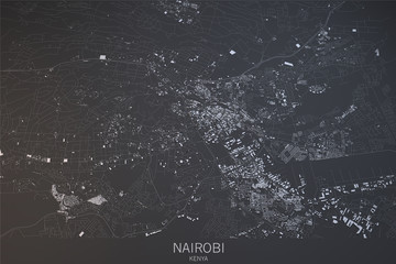 Cartina di Nairobi, vista satellitare, città, Kenya