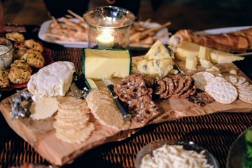 Fancy cheese platter on the table to share