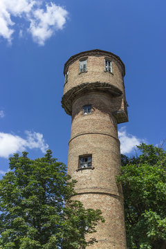 Old fashioned water tower made of bricks, water-tower, tank house, infrastructure, reservoir