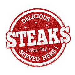 Delicious steaks  sign or stamp