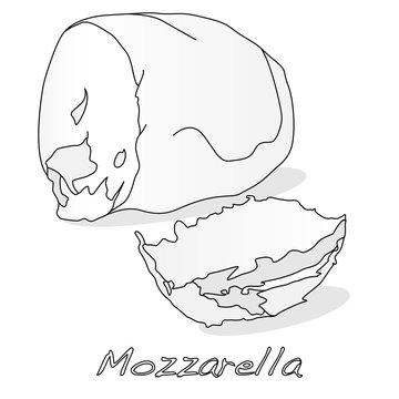 Piece of white mozzarella isolated.