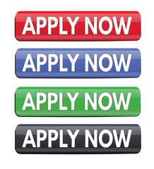 Apply now square website glossy buttons set