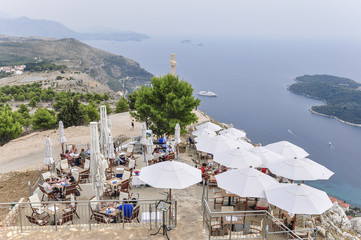 Fototapeta premium Aerial view of Lokrum island of Dubrovnik in Croatia