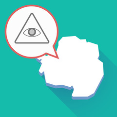 Long shadow Antarctica map with an all seeing eye