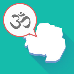Long shadow Antarctica map with an om sign