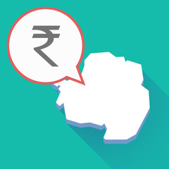 Long shadow Antarctica map with a rupee sign
