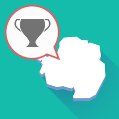 Long shadow Antarctica map with a cup