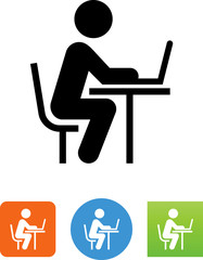 Working At Desk Icon - 166804344