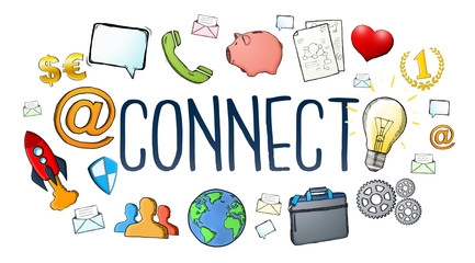 Manuscript network text with icon