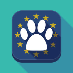 Long shadow EU square button with an animal footprint