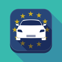 Long shadow EU square button with a car