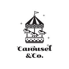 Carousel Vector Logo Template, Black and White symbol