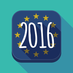 Long shadow EU square button with a 2016 sign
