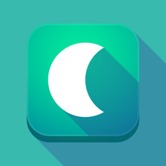 Long shadow app button with a moon