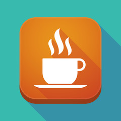 Long shadow app button with a cup of coffee