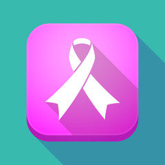 Long shadow app button with an awareness ribbon