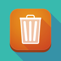 Long shadow app button with a trash can