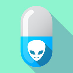 Long shadow pill with an alien face
