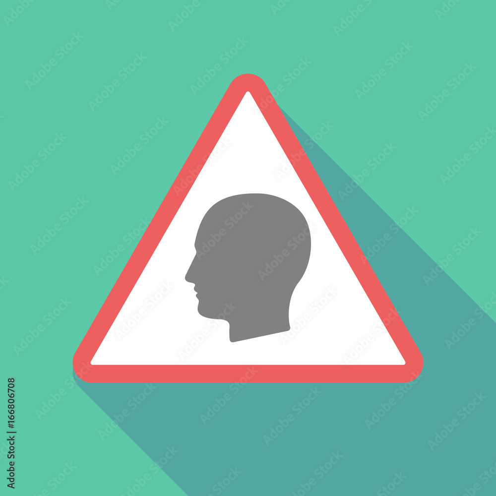 Sticker long shadow warning signal with a male head