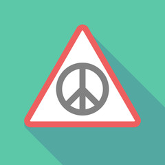 Long shadow warning signal with a peace sign