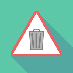 Long shadow warning signal with a trash can