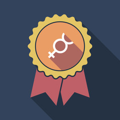 Long shadow badge with  the mercury planet symbol