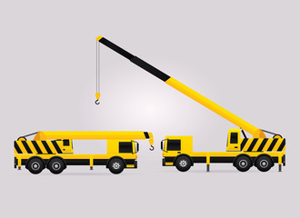 Crane truck isolated on grey background. Vector illustration