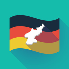 Fototapeta premium Long shadow Germany flag with the map of North Korea