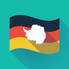 Long shadow Germany flag with  the map of  Antarctica