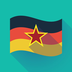 Long shadow Germany flag with  the red star of communism icon