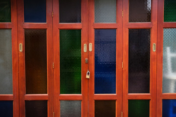 Colorful glass on the door.