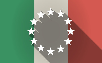 Long shadow Italy flag with  the EU flag stars