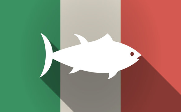 Long shadow Italy flag with  a tuna fish