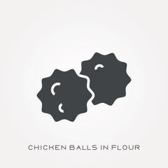 Silhouette icon chicken balls in flour
