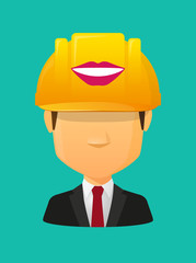 Worker avatar with  a female mouth smiling