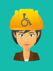 Worker avatar with  a human figure in a wheelchair icon