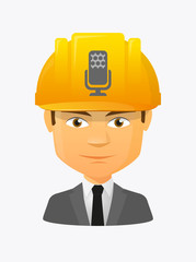 Worker avatar with  a microphone sign