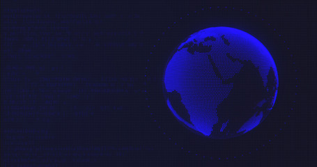 Futuristic Global network connecting Computer generated Digital User Interface HUD