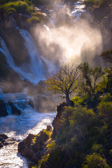 Misty sunrise on Epupa falls - Kunene river - Namibia - Angola border