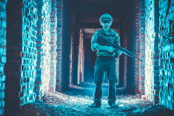 Soldiers on patrol during a military simulation