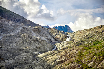 Beautiful Mountain Waterfall, Swiss Alps