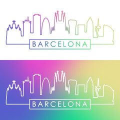 Obraz premium Barcelona skyline. Colorful linear style. Editable vector file.