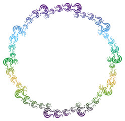 Beautiful round gradient frame. Color silhouette frame for advertisements, wedding and other invitations or greeting cards. Raster clip art.