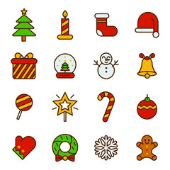 Christmas Icon With Flat Color