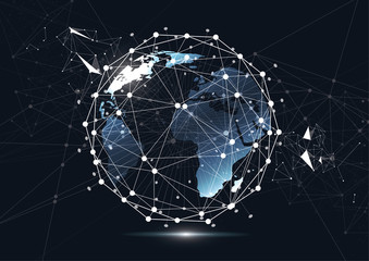 Global network connection. World map point and line composition concept of global business. Vector Illustration