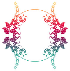 Beautiful gradient round frame. Color silhouette frame for advertisements, wedding and other invitations or greeting cards. Raster clip art.